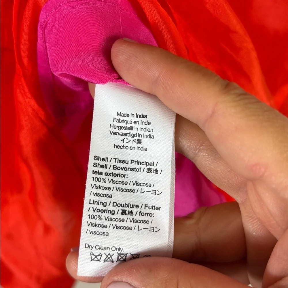 J. Crew Collection Bright Pink Orange Layered dresses w/ spaghetti straps Sz 14